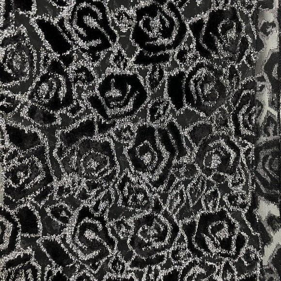 Scarf Black Silver Velvet Burnout Rectangle semi Sheer Elegant - Picture 2 of 4